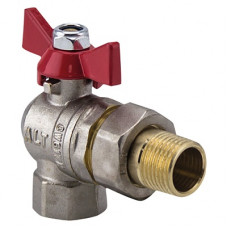 Кран шаровой TEBO (бабочка) c американкой угловой  1/2" PN40 (12/96)