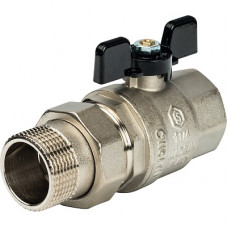 Кран шаровой Stout (бабочка) с американкой 1 1/4 PTFE (4/16)