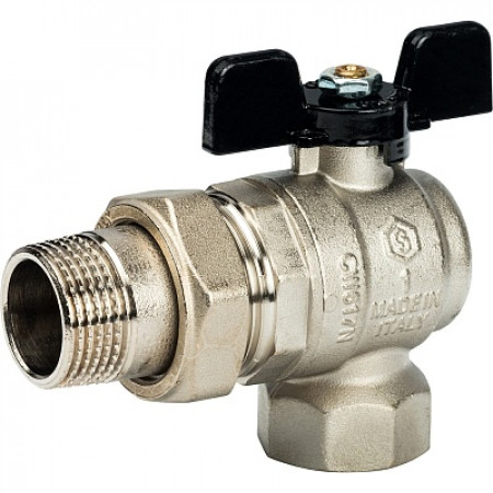 Кран шаровой Stout (бабочка) с американкой угловой 1 PTFE (8/32) купить в Воронеже 